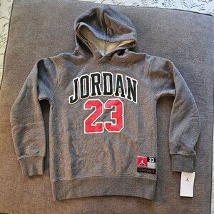 NWT Jordan Air Kids Carbon Heather Fleece Pullover Hoodie Size Medium